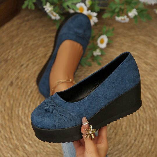 Damen Wedge-Pantoletten mit dekorativem Schleifenakzent und modischem Design R&B