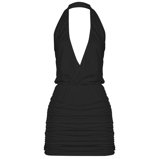 Damen Wickelkleid mit tiefem V-Ausschnitt und Raffung R&B