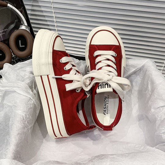 Damen Canvas Sneakers mit kontrastierenden Details und bequemen Schnürsenkeln R&B