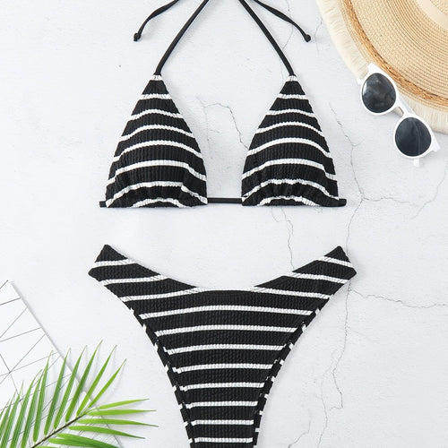 Damen Triangel-Bikini mit raffinierten Streifen R&B