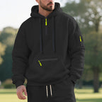 Herren nan funktionaler Kapuzenpullover mit kurzem Frontreißverschluss, wasserabweisenden Zippern und Utility-Ärmeltasche R&B