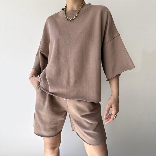 Damen Bequemes Loungewear-Set aus hochwertigem Sweatstoff mit lockerem Schnitt R&B