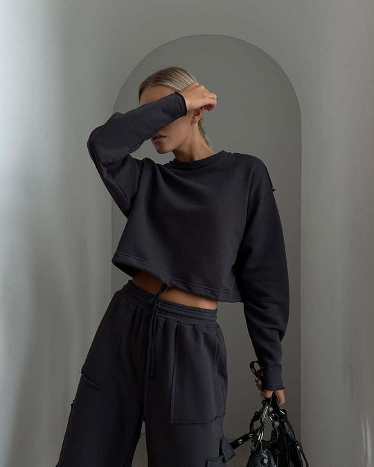 Damen lässiges Sweatshirt mit elastischem Tunnelzug R&B