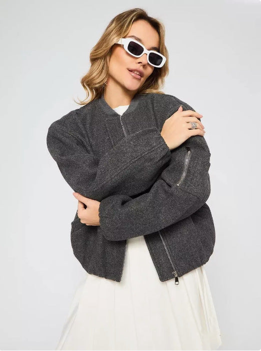 Damen modische Puffjacke mit praktischen Reißverschlusstaschen und elastischen Bündchen R&B
