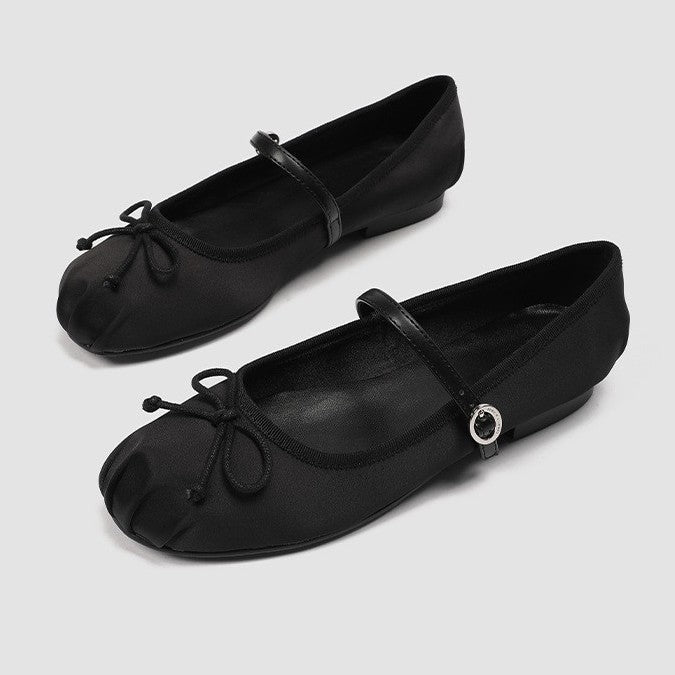Damen elegante Ballerinas mit dezentem Riemen und feinem Schleifendetail R&B