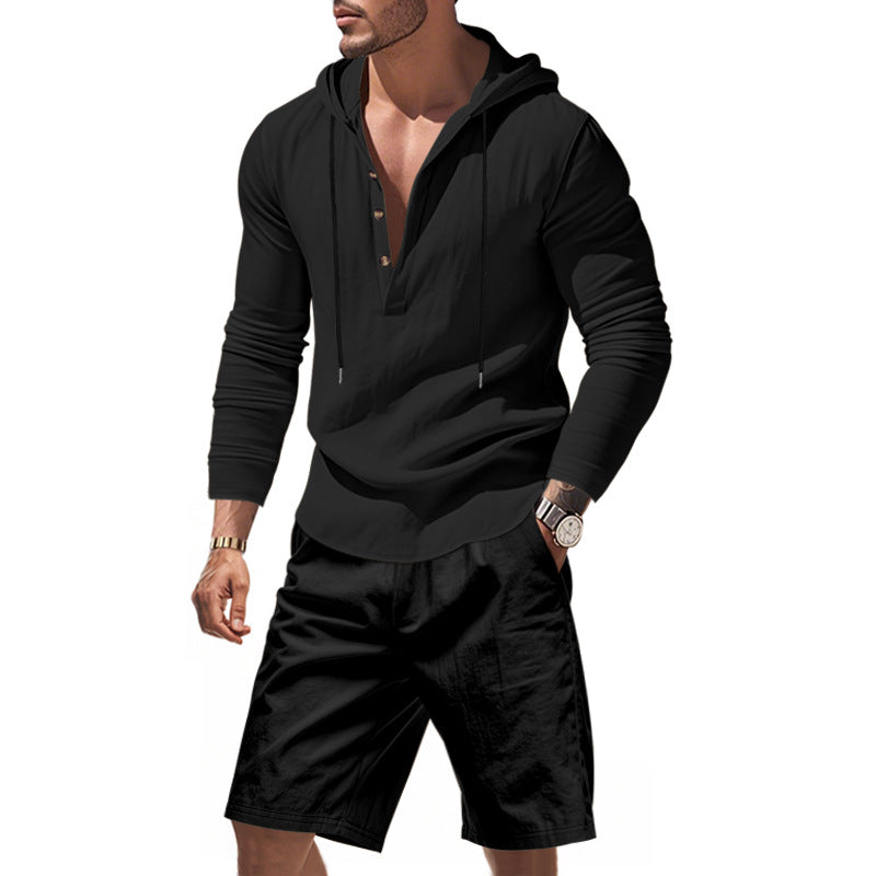 Herren lässiges Set mit Kapuze und Shorts R&B