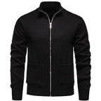 Herren lässige Strickjacke mit hohem Kragen und praktischen Taschen R&B