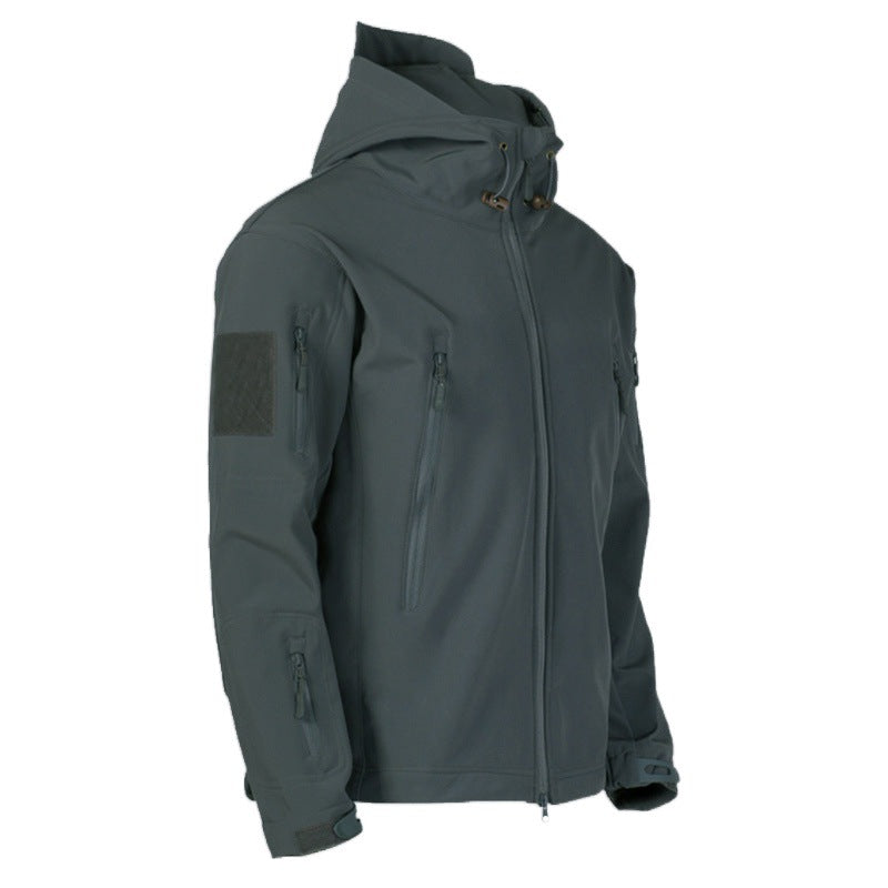 Herren technische Softshell-Jacke mit multifunktionalen Taschen und verstellbarem Kapuzensystem R&B
