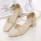 Damen Elegante Blockabsatz-Pumps mit Schmuckverzierung R&B