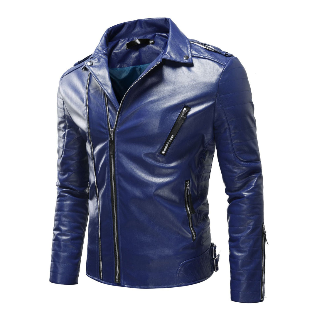 Herren Leder Bikerjacke mit Taschen