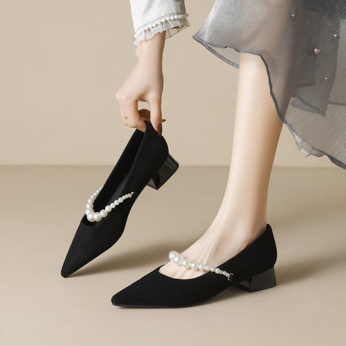 Damen elegante Pumps mit perlenverziertem Riemchen R&B