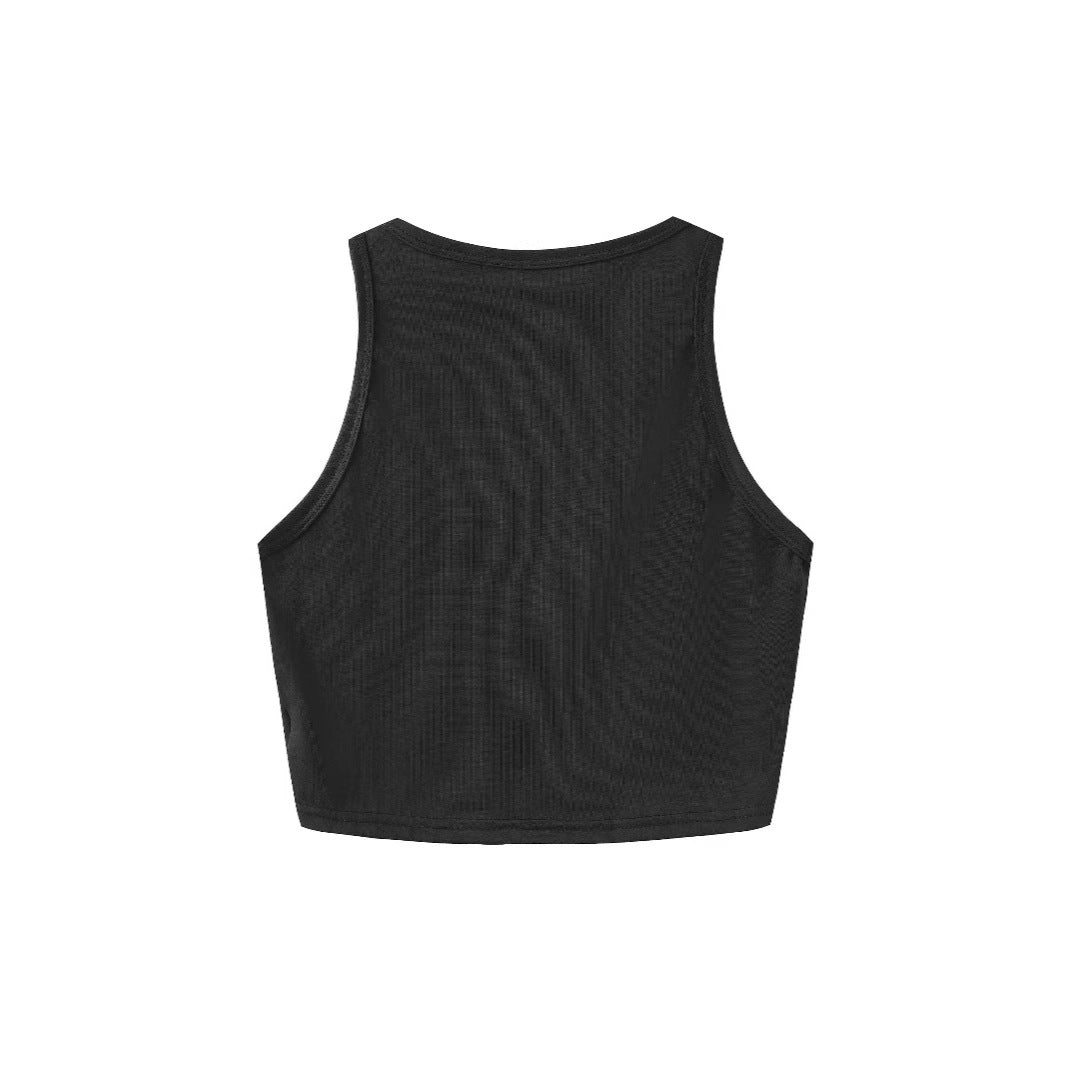 Damen Crop-Top mit auffälligem Grafikdesign und edgy Schriftzug R&B