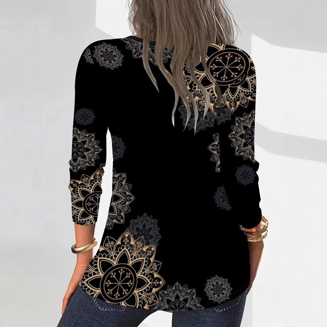 Damen Bluse mit floralem Print und Reißverschluss R&B