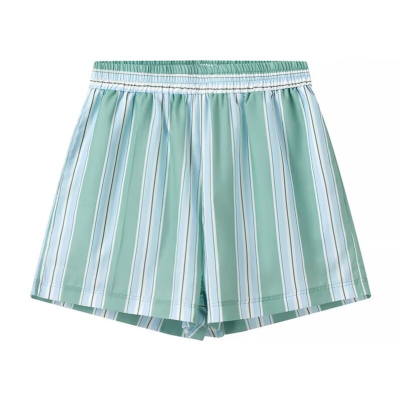 Damen Strandshorts mit modischem Streifenmuster und elastischem Bund R&B