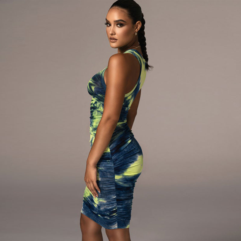 Damen Figurbetontes Wickelkleid mit Hochglanzeffekt und Farbverlauf R&B