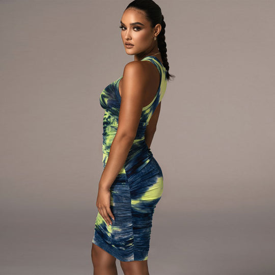 Damen Figurbetontes Wickelkleid mit Hochglanzeffekt und Farbverlauf R&B