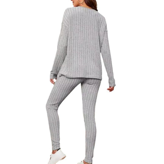 Damen Lässiges Strick-Set mit Gerippter Struktur und Weitem Schnitt R&B