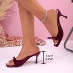 Damen Slingback Absatzsandalen mit dekorativem Schleifen-Design