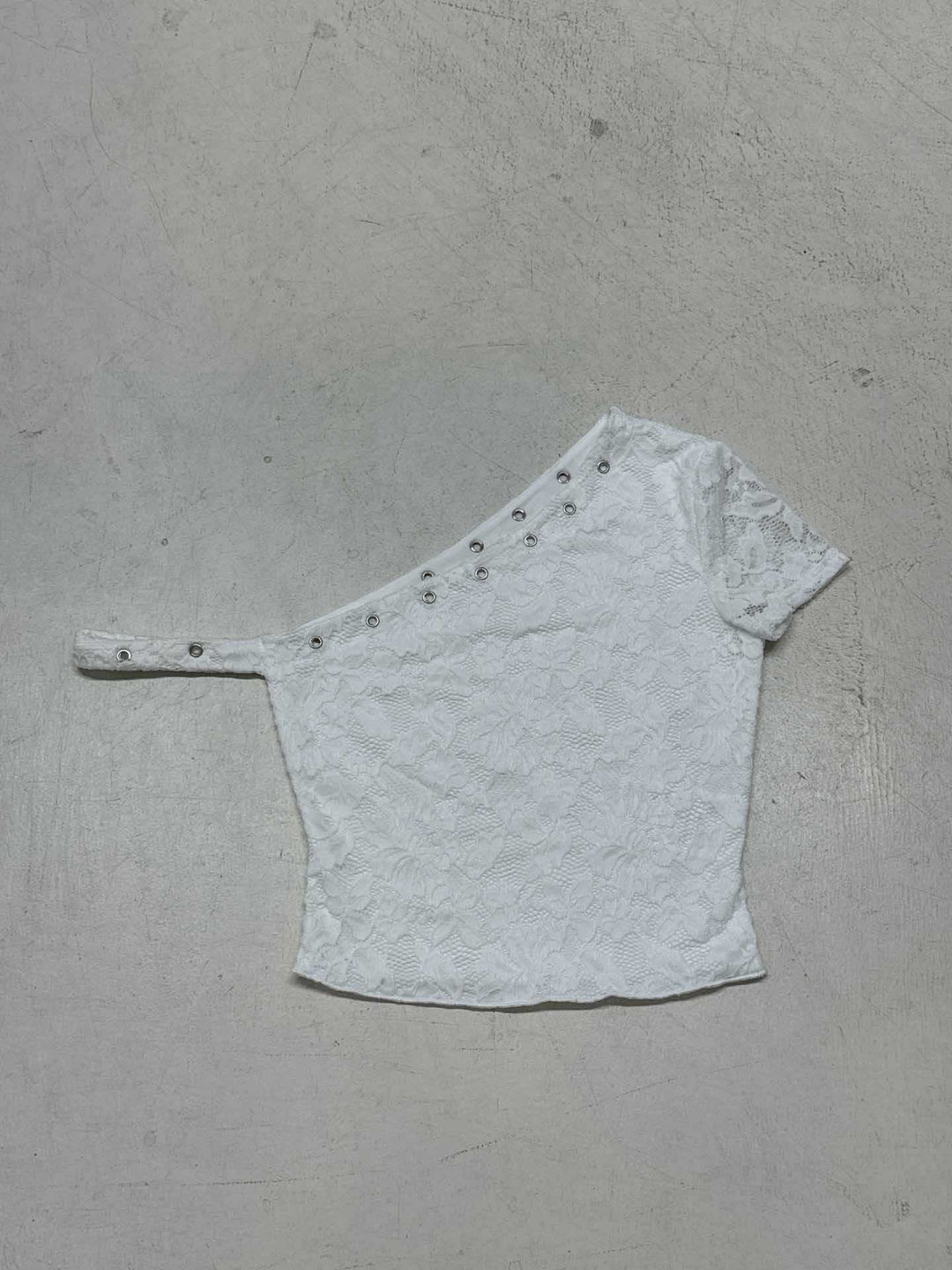 Damen elegantes Oberteil aus zarter Spitze mit kurzem Ärmel und aufregendem Design R&B