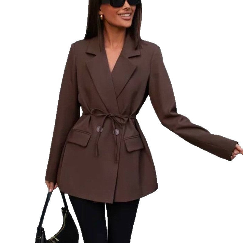 Damen modischer Blazer mit taillierbarem Gürtel R&B