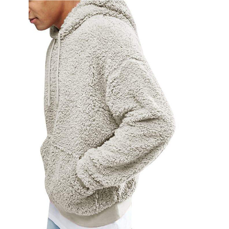 Herren kuschelige Fleece-Hoodie mit hohem Kragen