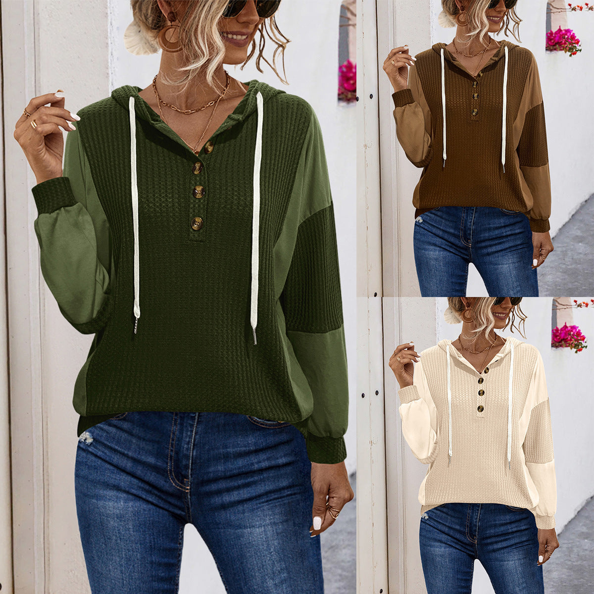 Damen Kapuzensweater mit strukturiertem Design und sportivem Schnitt R&B