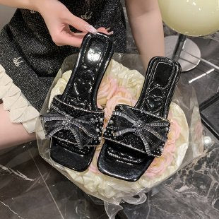 Damen Glamouröse Riemchen-Sandalen mit funkelnder Schleifen-Applikation R&B