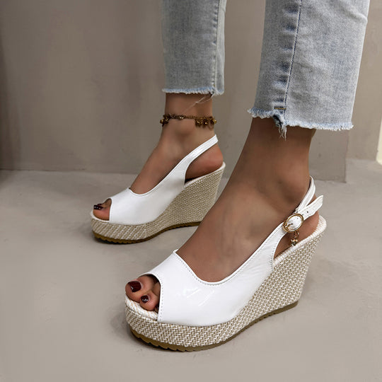 Damen Wedge-Sandalen mit modischem Perlen-Detail R&B