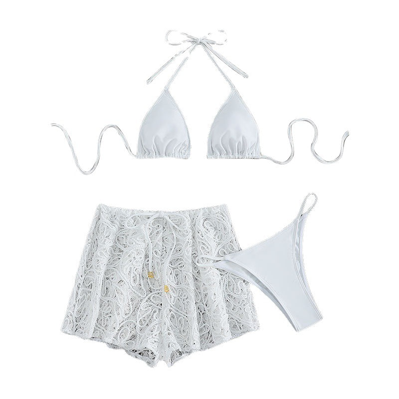 Damen Sexy Hüllen-Bikini-Set mit dekorativem Spitze R&B