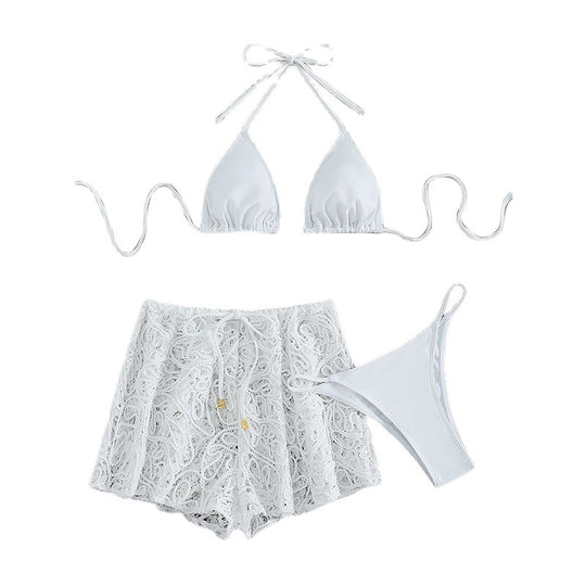 Damen Sexy Hüllen-Bikini-Set mit dekorativem Spitze R&B