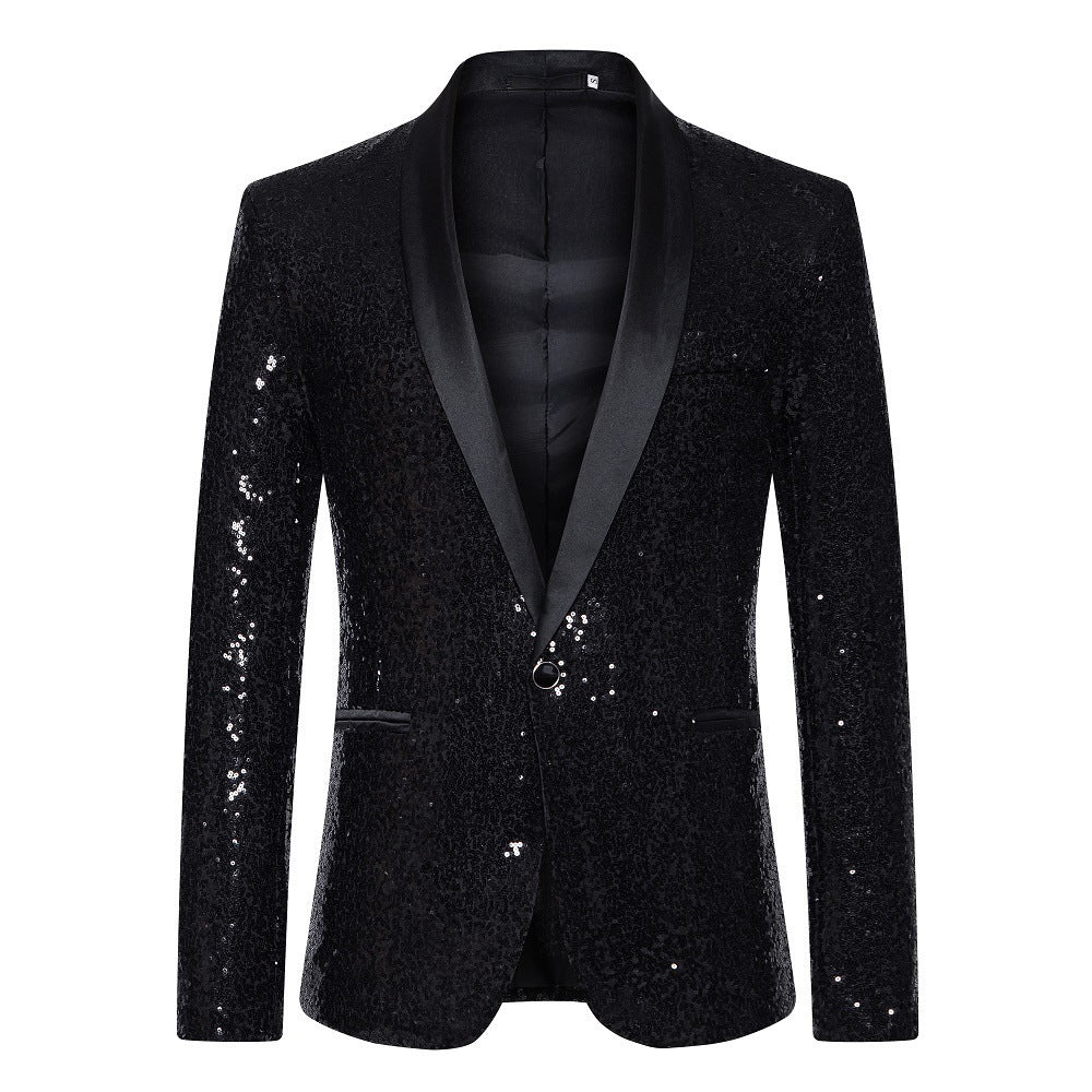 Herren Paillettenblazer mit luxuriösem Schnitt und schimmerndem Effekt R&B