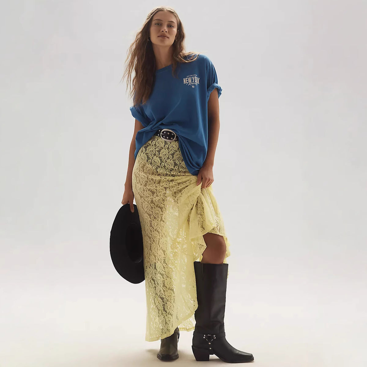 Damen lässiges T-Shirt mit coolem Druck und oversized Schnitt R&B