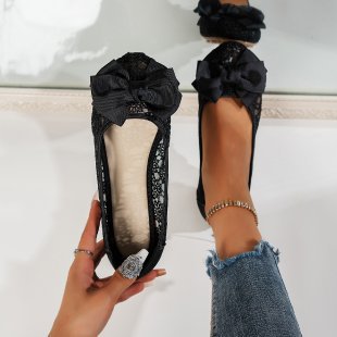 Damen Ballerinas mit zarter Spitzenapplikation und eleganter Schleifenverzierung R&B