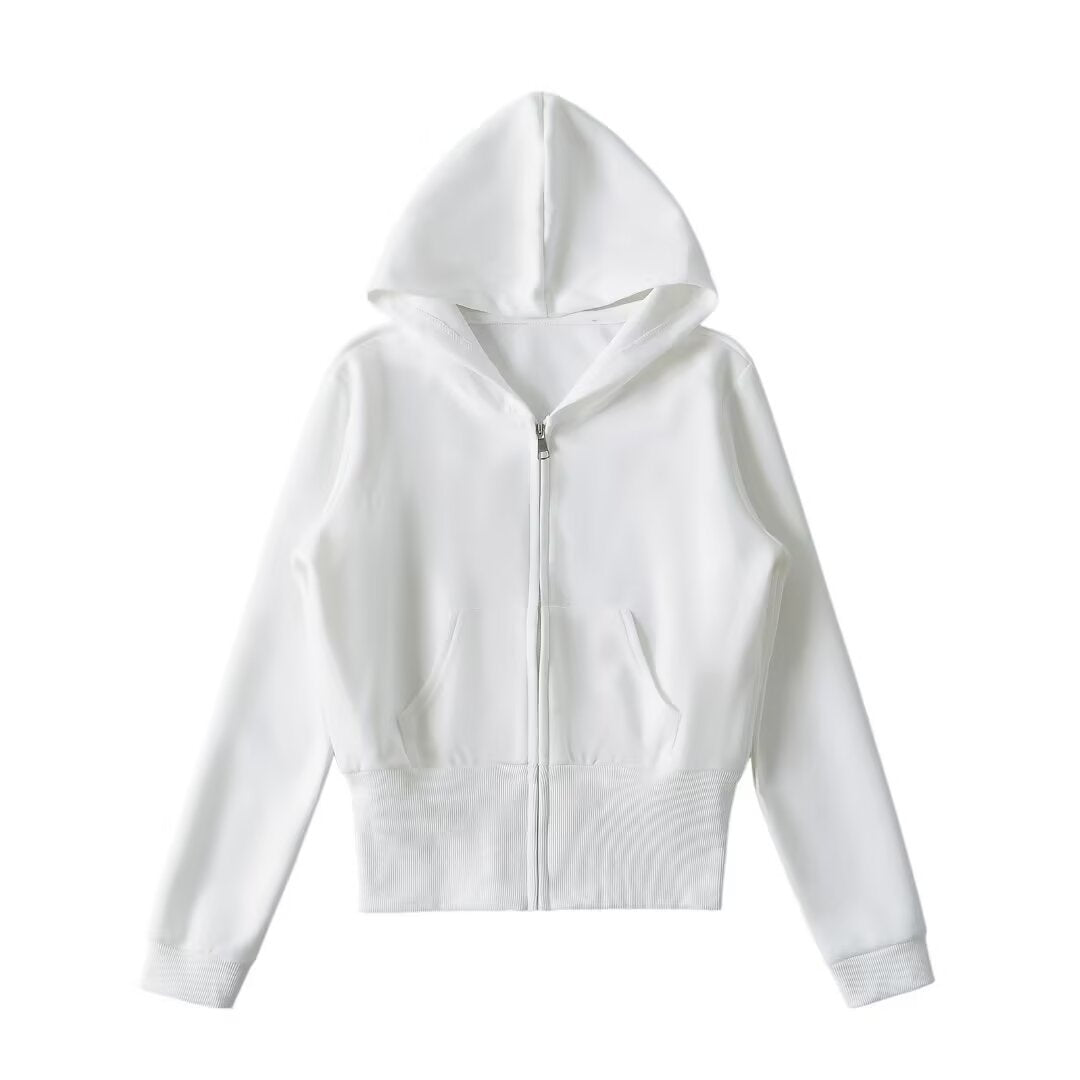 Damen lässige Kapuzenjacke mit Reißverschluss und praktischen Taschen R&B