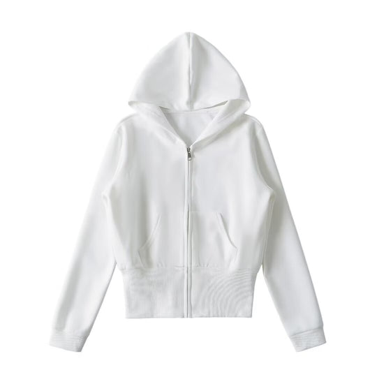 Damen lässige Kapuzenjacke mit Reißverschluss und praktischen Taschen R&B