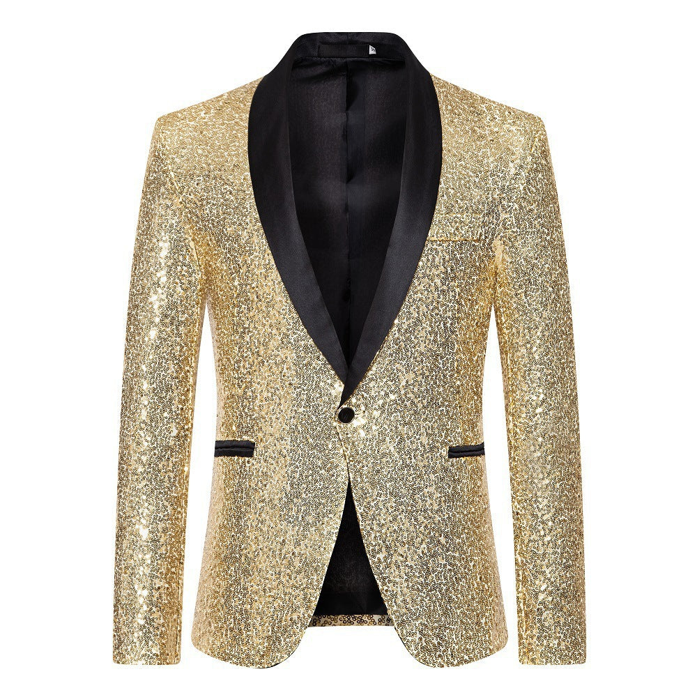 Herren Paillettenblazer mit luxuriösem Schnitt und schimmerndem Effekt R&B