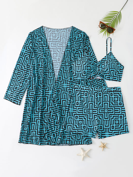 Damen Bademode-Set mit stylischem Kimono und Shorts R&B
