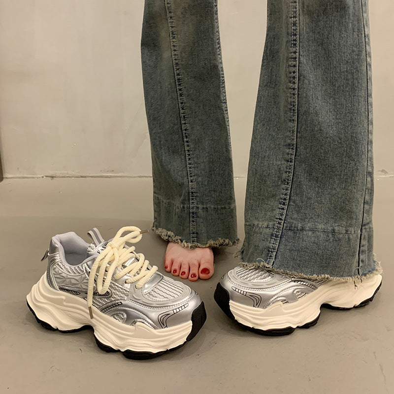 Damen Sportliche Chunky Sneakers mit atmungsaktiver Oberfläche und dämpfender Sohle