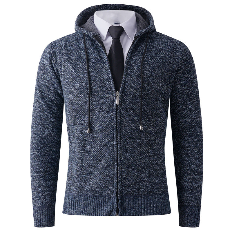 Herren modische Strickjacke mit Kapuze und Reißverschluss R&B