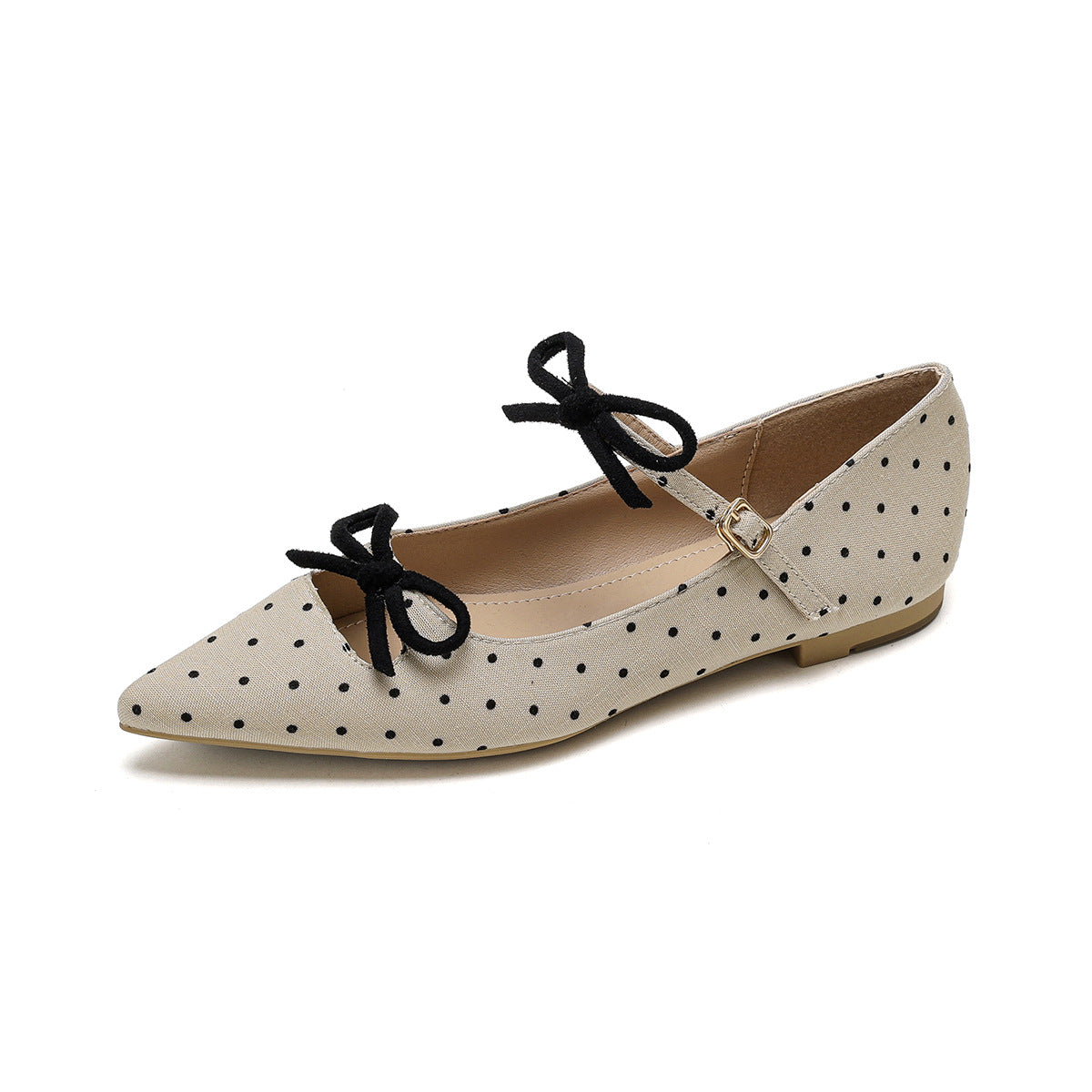 Damen Ballerinas mit modischem Punkte-Design und dekorativen Schleifen