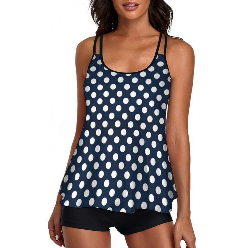 Damen Sportliches Tankini-Set mit bequemem Shorts und verstellbaren Trägern R&B
