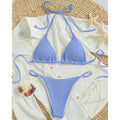Damen Triangel-Bikini-Set mit verstellbaren Schnüren und feinem Strukturmuster R&B