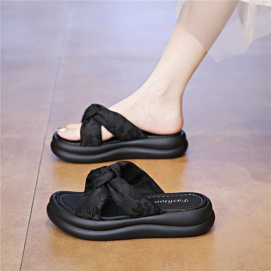 Damen flache Sandalen mit modischem Knötchendesign R&B