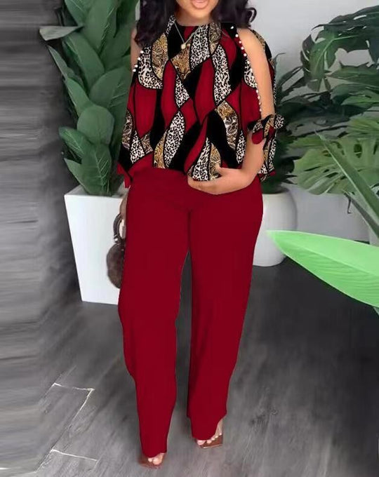 Damen Elegant gestaltetes Sommeroutfit mit floralem Design und Schulterfreiem Oberteil R&B