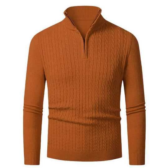 Herren Strickpullover mit modischem Zopfmuster und hochgeschlossenem Kragen R&B