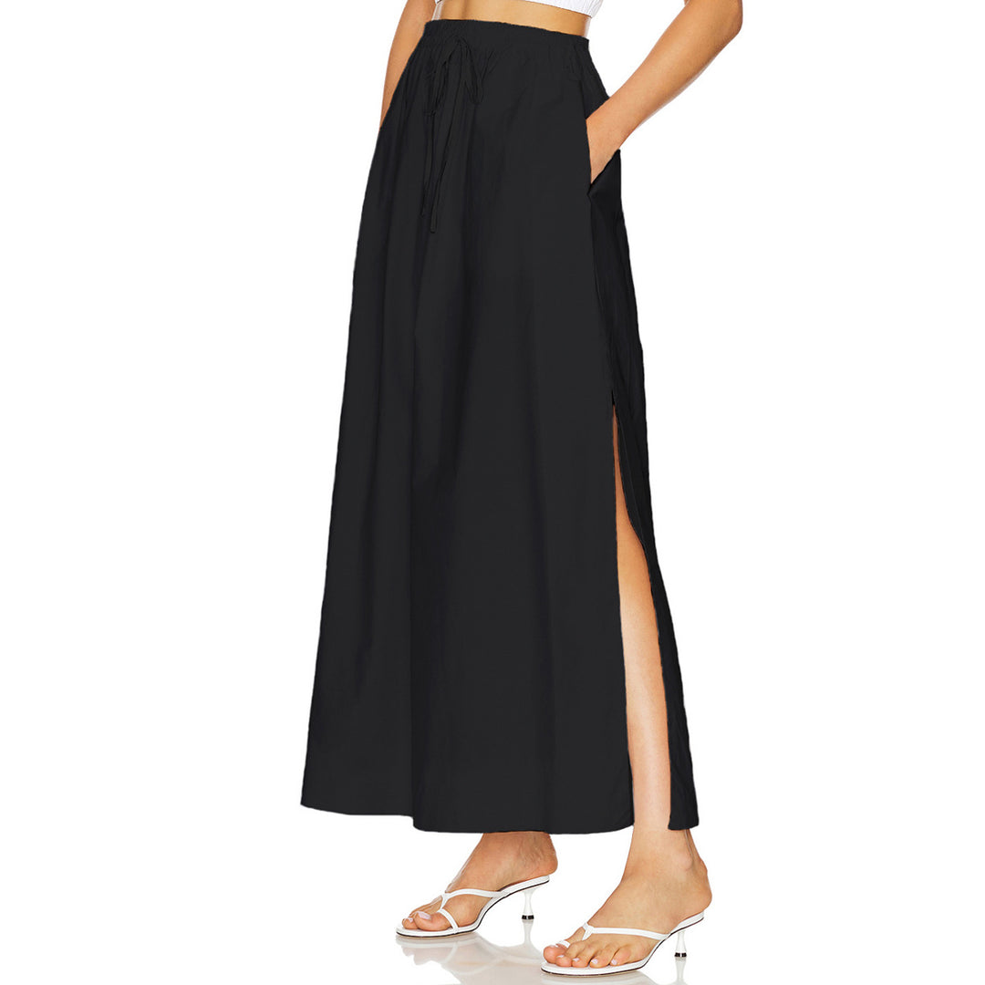 Damen maxilanger Rock mit elastischem Taillenbund und leichtem Material R&B
