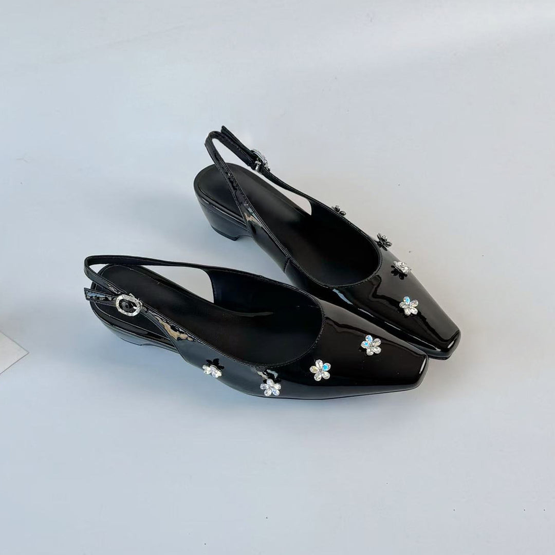 Damen Slingback-Pumps mit floralen Strassverzierungen und elegantem Schnitt R&B