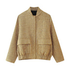 Damen lässige Steppjacke mit strukturiertem Stoff und praktischen Taschen R&B
