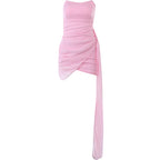 Damen Mini-Wickelkleid mit Trägerloser Silhouette und Raffinierten Drapierungsdetails EB