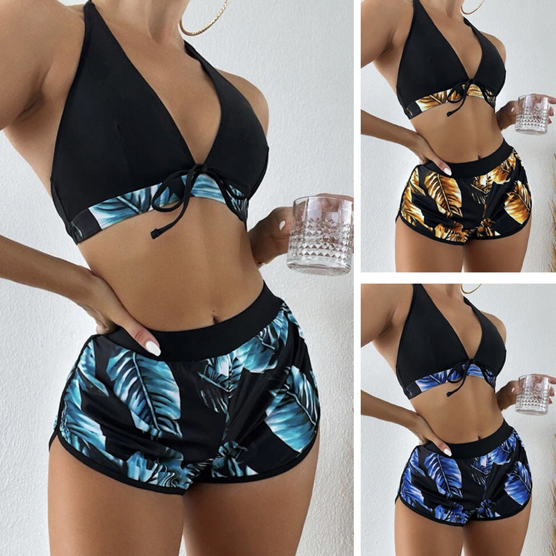 Damen Bikini-Top mit abnehmbaren Trägern und modischen Shorts R&B